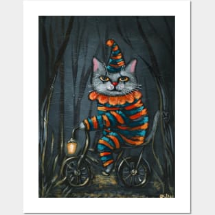 Spooky Clown in the Forest Posters and Art